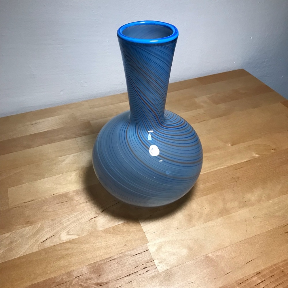 Vintage Mid-Century Dansk MCM Hand Blown Multicolor Swirl Design Art Glass Vase